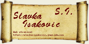 Slavka Isaković vizit kartica